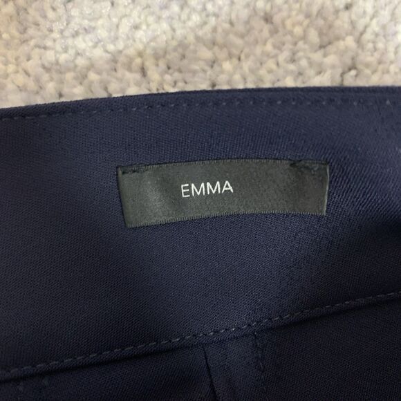 St. John Emma Straight Leg Pleated Navy Blue Cady Trousers Size 4 - Picture 4 of 6